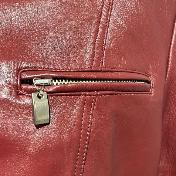 Hugo Buscati‎ Maroon Leather Moto Biker Jacket Size S - Picture 7 of 13